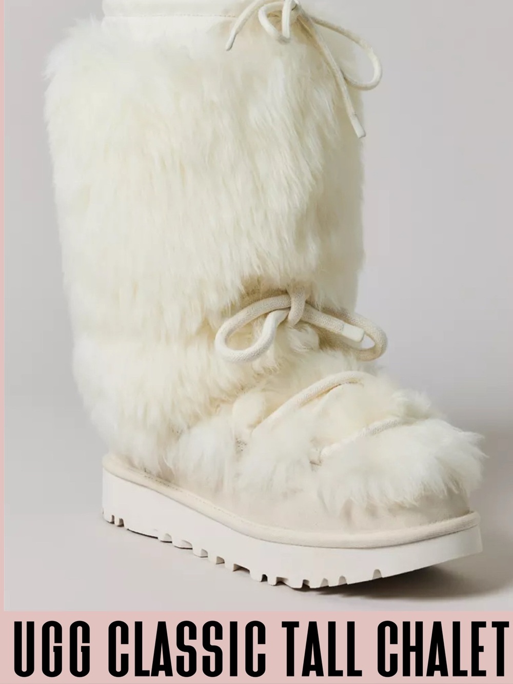 UGG Classic Tall Chalet Boot 7 wool white fur shearling fuzzy sheepskin leather